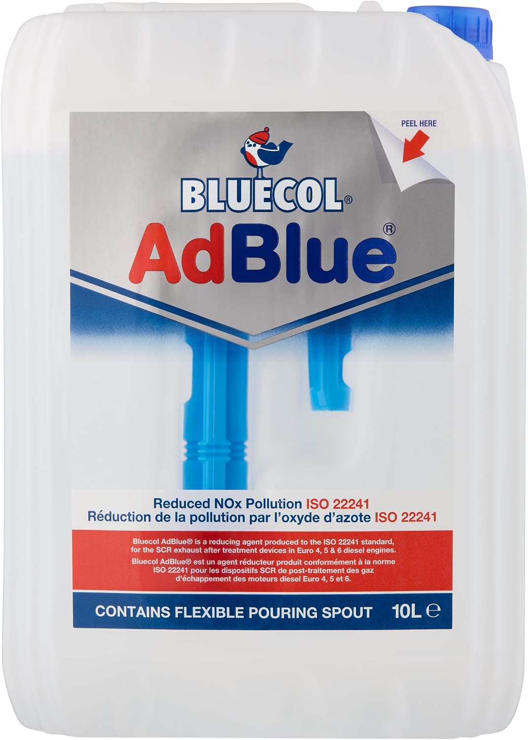 Bluecol AdBlue with Integrated Easy Pour Spout, 10L - High Purity Diesel Exhaust Fluid for SCR Equipped Vehicles, Reduces Emissions & Protects the Environment