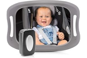 reer 86101 BabyView LED Auto-Sicherheitsspiegel - Ihr Baby auf dem Rücksitz immer im Blick, grau