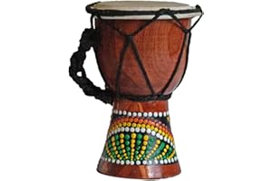 Simandra Tamburo djembe 12 cm, motivo: bongo africano, dipinto a mano, tamburo ritmo
