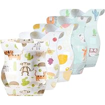 Bavaglini Impermeabili Con Tasca Per Bambini 6-24 Mesi - Morbidi E Lavabili - Simpatici Animaletti (2 Pezzi)