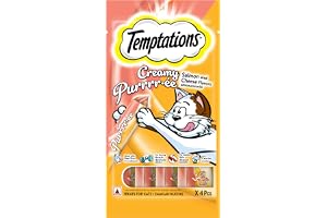 Temptations Creamy Purrrrr-ée Lickable Cat Treats, Salmon & Cheese Flavour, 48 G, Made with Real Fish, Goodness of Protein, Vitamins & Minerals,All Life Stages