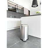 Primanova ME903006Bombe Cover Steel Trash Can with 30Lt Brush, Black