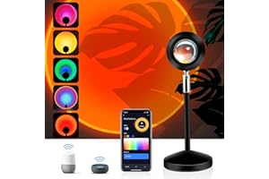 PANAMALAR Lampe de projection Smart Sunset - Wi-Fi - Commande vocale par Alexa & Google - Minuterie - 180° - Contrôle par application pour photographie, selfie, décoration de salon