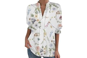 Kmdwqf Women Casual Printing V Neck Stand Collar Shirt Long Sleeve Tshirt Top Corset Tops for Women Going Out Collar T Shirt for Women Retirement Gifts for Women Ladies Clothes Sale Clearance