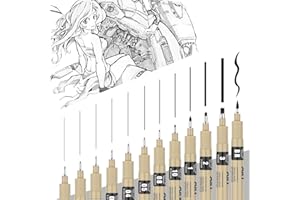 Yuqilin 12 Pezzi Penne da Disegno, Penne Punta Fine, Pennarelli Indelebili Punta Fine, Pennarelli Professionali da Disegno, per Disegno Tecnico, Illustrazioni, Schizzi, Manga, Appunti