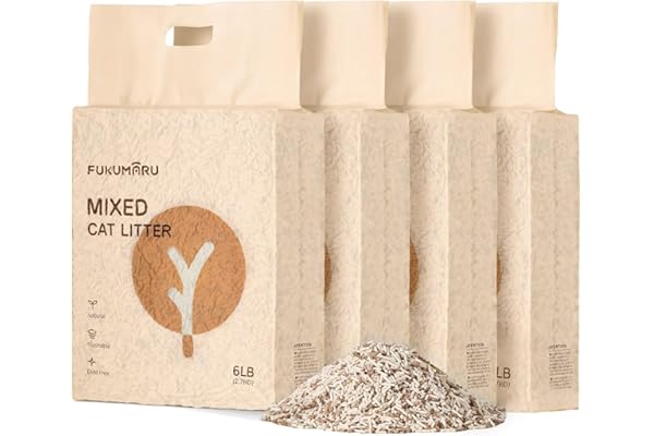 FUKUMARU Arena de Tofu para Gatos 10.8kg - Arena aglomerante para Gatos, Mezcla de pellets de madera de manzana, Libre de Polvo y fácil de aglomerar, Control de olores, se Puede desechar en el Inodoro