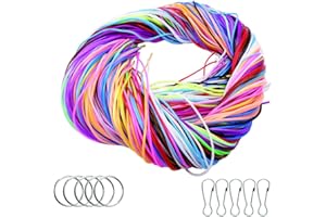 Yuknees 200 Stück Playtastic Scoubidou Strings, DIY-String für Schmuckherstellung in 20 Farben, mit 15 Clips und 15 Schlüsselanhängerringen