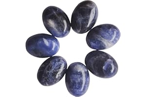 Manekieko 7 Pcs Natural Sodalite Oval Cabochons Flatback Crystal Stone Gemstones Beads for Jewelry Making DIY,18x13mm