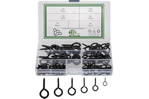 Jttxiu 120 Pezzi Bulloni a Occhiello, Occhio Bulloni Ganci Avvitabili con Filettatura, Viti a Occhiello, Ganci a Vite per Legno, Artigianato, Mobili (nero)