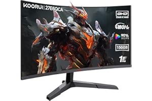 KOORUI 27'' Ecran PC Gaming Incurvé 1500R, Moniteur PC Dalle VA, Résolution QHD (2560X1440), 180HZ, 1MS, DCI-P3 85%, Lunette Ultra-Mince, Inclinaison réglable, Prend en Charge HDMI/DP