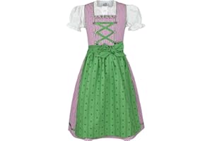 Isar-Trachten Mädchen Kinderdirndl Beere grün mit Bluse, Beere, 80