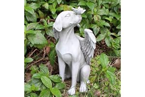 AMUSINGTAO Hund Engel Haustier Denkmal Grab Marker Tribut Statue, Deko Haustier Gedenken Tier Garten Statue, Polyresin, Stein Finish - Hund Engel
