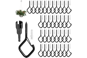 Ouxayapl 35 Stück Schraubhaken Schwarz, Edelstahl Hakenschrauben mit Sicherung, Haken zum Schrauben, Deckenhaken Wandhaken zum Pflanzenkörben Vogelhäuschen Windspielen Lichterketten (35PCS)