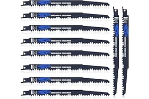 JOEJONI Juego de 10 Hojas de Sierra de Sable, 230 mm, 5TPI, Accesorios Compatibles Con Bosch Dewalt Makita y Otros