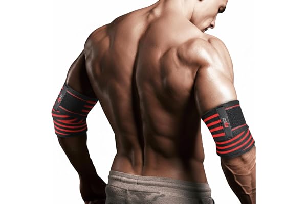MuscleForge Armbågsband för gymmet, styrkelyftning och tyngdlyftning – Träningsredskap, Elastiska Armbågsband med Lås för Sta