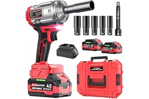 XIAZIR Cordless Impact Wrench 1200 Nm, 1/2 inch Impact Gun, 21V 4.0Ah×2 Batteries & Fast Charger, 3-Speed Control with LED Light, Includes 5 Sockets + Extension Bar + Carry Case