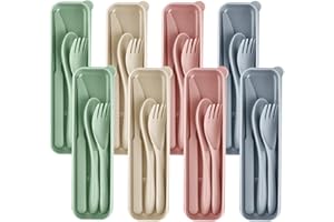 SEVITINI Set di posate da campeggio, portatile Coltello, forchetta, cucchiaio, con custodia in plastica, per viaggi, picnic, o uso quotidiano