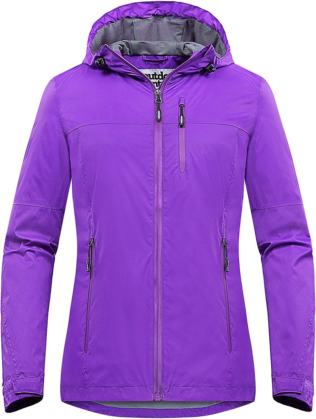 Outdoor Ventures Packable Rain Jacket Women Lightweight Waterproof Raincoat with Hood Cycling Bike Jacket Windbreaker