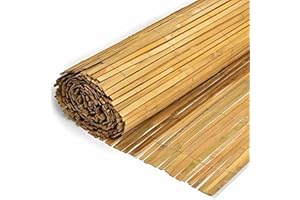 BPIL 1.5mx4m Slat Fence - Natural Bamboo Fence Screening Roll - Outdoor Privacy Panel Shield, Garden Screening for Patios, Balconies and Terraces