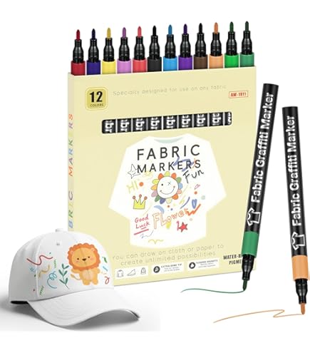 24 Feutre Textile Et 7 Pochoir,APOGO Marqueur Textile Peinture Textile