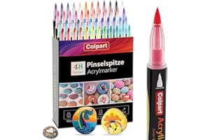 COLPART Acrylfarbe Stifte-Acrylstifte für Steine Wasserfest 48Farben Acrylic Marker Set für Holz Rock,Keramik, Glas, Leinwand, Metall, DIY Kunsthandwerk