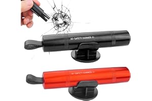 Maxentico 2 Stück Gurtschneider Notfallhammer Mini, 2 In 1 Safety Nothammer Auto mit Gurtschneider, Tragbarer Sicherheitshammer Fensterbrecher, Glasbrecher, Autoscheiben Zerstörer (Schwarz + Rot)