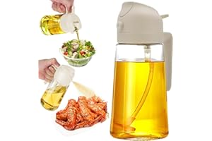 ZOUWEL Pulvérisateur d'huile 2 en 1 - 500 ml - Pour huile alimentaire, bec verseur et pulvérisateur - Spray d'huile d'olive, distributeur de vinaigre, pour la cuisson, la pâtisserie, le barbecue et la salade