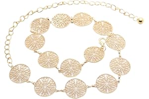 LumiSyne Moda Cintura a Catena Per Donna Anello In Metallo Traforato Intagliato Vintage Della Vita Oro Argento Fibbia Regolabile Per Il Corpo Abito Lunga