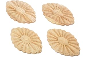 MUXSAM 4pcs Bois Sculpté Vintage Applique en Bois Sculpté de Style Européen Déclaques en Bois Non Peints 8#
