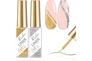 Rechoo 2pcs Gel Liner Semipermanente per Unghie, 8ml Oro e Argento, per la Pittura di Linee, Painting Nail Art, Kit per Manicure da Salone