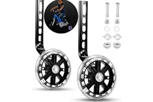 MIKIULY Ruote Ausiliarie per Biciclette per Bambini, Rotelle Bicicletta Universali Stabilizzatori, Stabilizzatori per Ruote Bici, Rotelle Regolabili per Bici, Ruote Laterali Bici Bambino per 12-20 Pollici