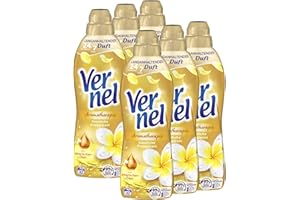 Vernel Aromatherapie Sinnliche Frangipani Weichspüler, 192 (6 x 32) Waschladungen, langanhaltender Wäscheduft mit ätherischen Ölen für 24/7 Frische, recycelbare Flasche
