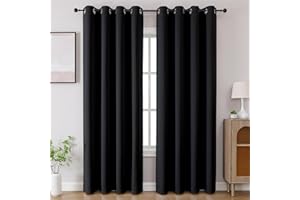 CUCRAF Tende oscuranti da 213,4 cm di lunghezza, isolanti termicamente per camera da letto, tende oscuranti per cucina, soggiorno, set di 2 pannelli, 133 x 213 cm, nero