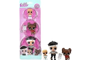 LOL Surprise Mini Dolls Set Pack of 3, Beatnik Babe with White Hair, Brown Darling Doggie, Lil Kick Blonde, Collectible Surprise Doll Gift Set with Accessories for Kids, Age 3+