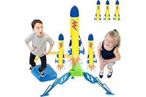 XFLYP Fusée Plastique Kit, Double Lanceur de Fusée à Pédale pour Jouet Enfant 3 4 5 6 7 8 9 Ans, Garcon 3 Ans Fusée Jouet, Jeux Exterieur Enfant, Cadeau de Anniversaire Noël pour Garçons Filles
