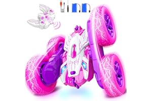 Dreamlandia Pink Rc Stunt Car Toys for 3-8 Year Old Girls Gifts, 360° Flip 4WD Remote Control Cars Girl Toys Age 4-9, Gifts for 3-8 Year Old Girls Birthday Presents Christmas Xmas Gifts for Kids