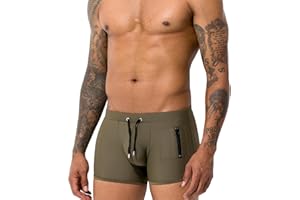 Casey Kevin Maillot de Bain Homme Boxer Short de Bain avec Cordon de Serrage Réglable et Poche Zippée, Pantalon Court Homme Piscine Séchage Rapide Caleçon de Bain Sports Plage Swimming