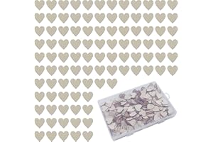 UTMACH 300 Pezzi 2cm Cuori in Legno con Scatola Trasparente Decorazioni Legno a Forma di Cuore Legno Naturale Decorativi Abbellimento a Forma di Cuore per Ornamenti Artigianali in Legno DIY