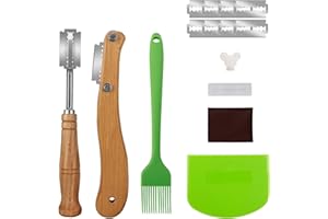 Jooheli Lame a Pain Boulanger Lame Boulanger avec 10 Acier Inoxydable Lames pour DIY Graver des Motifs de Pain Baguette Pâte Bretzel