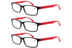 MODFANS Okulary do czytania dla mężczyzn i kobiet, 3 sztuki, prostokątne przezroczyste soczewki komfortowe okulary z zawiasami sprężynowymi, stylowe lekkie plastikowe czytniki z woreczkiem