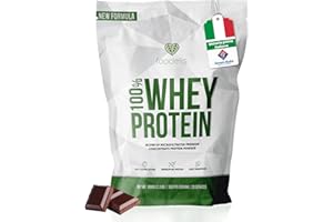 FOODELIS Proteine in Polvere 1 kg Cioccolato | Whey Protein con Aminoacidi Essenziali | Proteine per la Massa Muscolare ad Alta Solubilità | Proteine Whey Facilmente Digeribili | Materia Prima Italiana