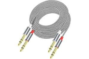 XMSJSIY Dual 1/4" 6,35 mm TRS na Dual 1/4 6,35 mm TRS stereo kabel audio gitara kabel krosowy instrument wtyczka stereo wtyczka Pro kabel połączeniowy do gitary basowej wzmacniacza Amp -2 m