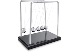 Newton's Cradle Desk Toy Pendulum Ball Swing Large 19cm Swinging Balls Pendulum Wave Wooden Base Stainless Steel-Stress Relief Gift Office Desk Gadgets Physics Science Home Decorations Toys4boys