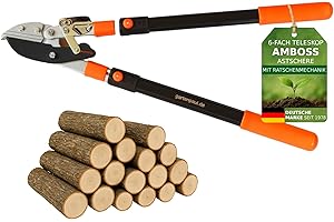 GARTENPAUL Teleskop Amboss Baumschere Astschere mit 6x Verstellung, mit Ratsche & Übersetzung für dicke Äste, Amboss Heckenschere Gartenschere Lang, Ast Baum Garten Schere, Profi-Gartenwerkzeug