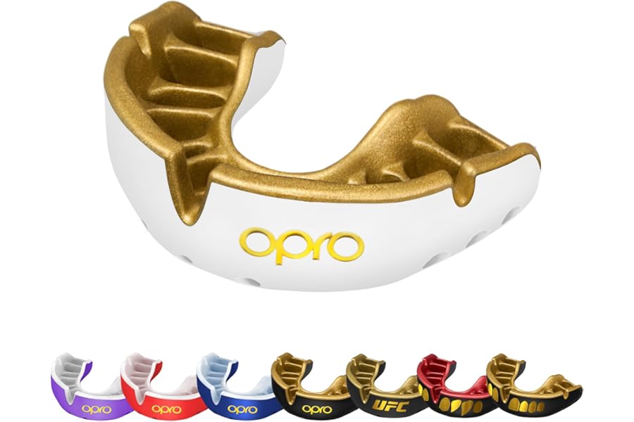 OPRO Gold Level Mouthguard Premium Fit – Gum Shield Adult and Kids – OPRO Mouth Guard Boxing and MMA, Easy Self-Fit Gum Shield Rugby and Hockey – Premium Protection with Dental Warranty