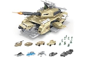 RedCrab Chars Militaire Jouet Set, Tank Transport Militaire Véhicule avec 9 Véhicules Militaires et 9 Petits Soldats -Tourelle Rotative et Lance-roquettes Simulés, Cadeau pour Enfants de 3 Ans