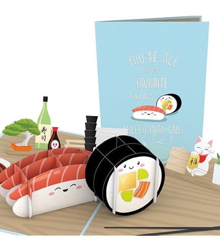 Sushi Pop-Up Geburtstagskarte – 3D-handgefertigte Grußkarte Mit Aufklebern & Umschlag, 20 X 15 Cm, Von Central 23