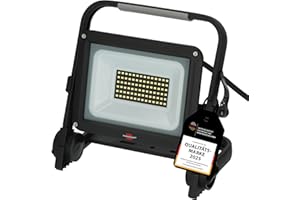 Brennenstuhl LED Baustrahler JARO 7060 M (50W, 5800lm, 6500K, IP65, 5m Kabel, dimmbar, LED Arbeitsstrahler mit Schnellspannverschluss)