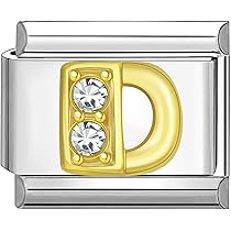 Charm Per Bracciale Quiges - Lettera I In Zirconio Oro - Acciaio Inox - Stile Italian Links - Foto 8