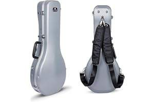 Crossrock Custodia Rigida in ABS per Mandolino A-Style | Guscio Argento, Interno Imbottito, Chiusura con Serratura, Spallacci Inclusi – Custodia Sicura e Compatta